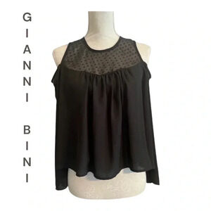 Gianni‎ Bini off the shoulder polka dot sheer top